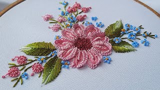 New design for the flower  Very simple stitches  Floral embroidery [upl. by Sirapal]