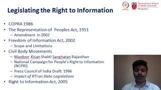 mod03lec18  Legislating the Right to Information Background and Challenges IX [upl. by Eliseo474]