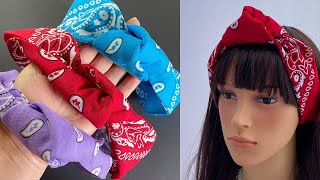 No Sew  How To Fold a Bandana Headband Under 2 Minutes  How to Tie a Bandana  Bandana Headband [upl. by Emaj]