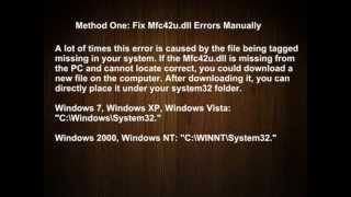 Mfc42udll Error Fix  Mfc42udll Not Found Error [upl. by Zitah]