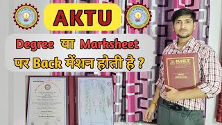 Degree ya Marksheet pr back Mention hoti h  Aktu Degree after final exam  RAHULTEACH1999 [upl. by Rehsu669]