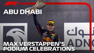 Verstappen Celebrates Maiden Title Win On Podium  2021 Abu Dhabi Grand Prix [upl. by Ayotna]