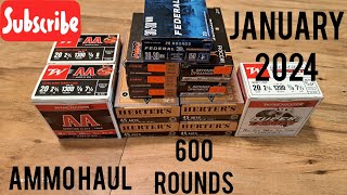 Ammo Haul January 2024 750 rounds223556 9mm 20ga 45 acp 380 jhp 3030 [upl. by Pulsifer655]