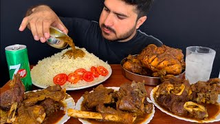 ASMR EATING SPICY WHOLE CHICKEN CURRYSPICY MUTTON CURRYWHITE RICEGREEN CHILLI  MUKBANG [upl. by Arbas]