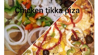 chicken tikka pizacheez vegetables mix spicey piza how to make perfect piza doug by samias world [upl. by Falo71]