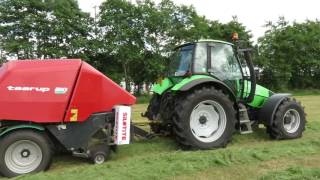 Baling with a Deutz Fahr Agrotron 110 and Taarup Bio Baler [upl. by Harbour]