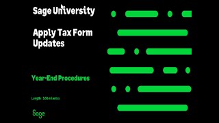 Sage 100 Contractor US and Canada  Apply Tax Form Updates [upl. by Hazeefah]