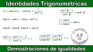 Identidades Trigonométricas  Demostraciones de igualdades  7 Ejercicios [upl. by Laurel179]