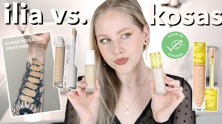 KOSAS VS ILIA FOUNDATIONS amp CONCEALERS  wear test swatches comparisons [upl. by Suzanne]