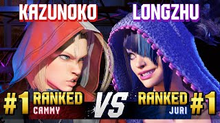 SF6 ▰ KAZUNOKO 1 Ranked Cammy vs LONGZHU 1 Ranked Juri ▰ Ranked Matches [upl. by Broderic]