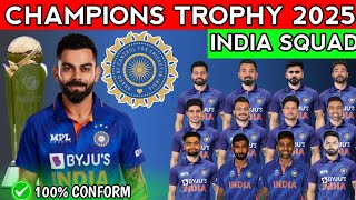 ICC Mens Champions Trophy 2025  Team India Final Squad  India Squad For CT 2025 [upl. by Onaled]