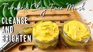 DIY TURMERIC CLAY FACE MASK for CLEAR BRIGHT GLOWING SKIN  FADE DARK SPOTS [upl. by Blackburn]