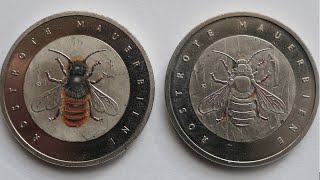 Deutschland  5 Euro Wunderwelt Insekten 2023  Rostrote Mauerbiene mit Varianten [upl. by Oakman]