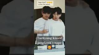 Taehyung Kisses Jungkook’s Nape😳👀🤭taekook kissmomenttaekookandjungkookkiss [upl. by Marietta804]