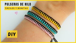 Pulseras de hilo tejidas en macramé SÚPER FÁCILES bonitas y DIFERENTES [upl. by Sandon]