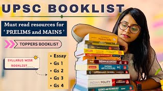 Must read BOOKLIST for UPSC CSE Prelims amp Mains📚Toppers choice  UPSC IAS✨complete booklist☘️ [upl. by Perretta]