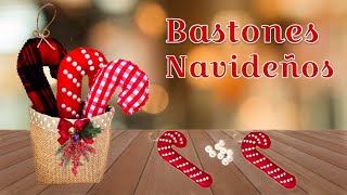 LINDOS Y FÁCILES ADORNOS DE NAVIDAD  Manualidades navideñas  BASTONES Navideños [upl. by Hogle]