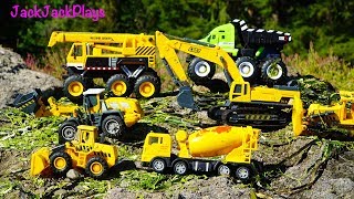 Construction Trucks for Kids Outdoor Play with Excavators at the Beach  JackJackPlays [upl. by Eenobe]