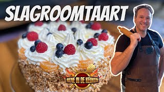 Klassieke slagroomtaart Zoals van de banketbakker slagroomtaart bakken patisserie [upl. by Bonner628]