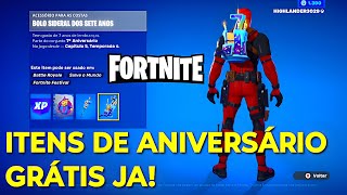 tarefas de aniversário fortnite 7 anos  itens grátis já  como completar todas as missões Cap 5 [upl. by Anitan471]