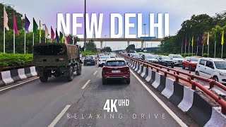 Driving in New Delhi  Lutyens’  Cantonment  4K UHD [upl. by Esinev]