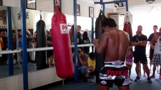 Muay Thai Bag Training  Buakaw at Boxing Works  3103711500 [upl. by Mutat]