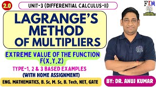 L5 LAGRANGES METHOD OF MULTIPLIERS  LAGRANGES MULTIPLIERS METHOD  ENGINEERING MATHEMATICS [upl. by Christine]