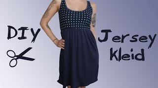 Jerseykleid mit Spitze nähen  DIY Tutorial  Nähanleitung [upl. by Crescentia853]