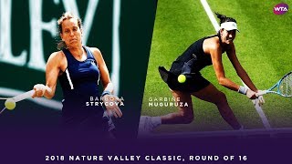 Barbora Strycova vs Garbiñe Muguruza  2018 Nature Valley Classic Round of 16  WTA Highlights [upl. by Yettie]