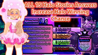 ALL 15 Halo Stories Answers Increase Halo Winning Chance Royale High Dark Fairy Eveningfall Halo [upl. by Annij]