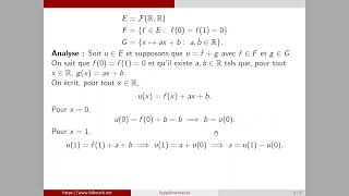 Exercice sur les sousespaces vectoriels supplémentaires [upl. by Trevlac981]