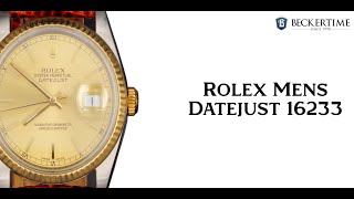 Mens Rolex TwoTone 18KSS Datejust Watch Gold Champagne Dial 16233 [upl. by Bobbette]