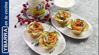 Rosas de salmón y calabacín  Aperitivos Navidad [upl. by Nnawtna654]