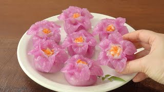 크리스탈 꽃딤섬 만들기  꽃구경오세요  새우만두 새우딤섬  Crystal Flower Dim Sum  Shrimp Dumplings [upl. by Bach]