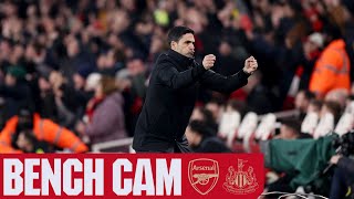 BENCH CAM  Arsenal vs Newcastle United 41  All the goals drama and celebrations from N5 [upl. by Yentnuoc]