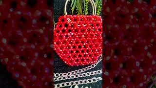 Red Hexagon Crystal Bead Bag 🔴  A Bold Statement of Style and Shape beadbags handmade shorts [upl. by Ydollem]