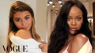 COPYING Rihannas 10 Minute Vogue Makeup Tutorial [upl. by Itsirk]