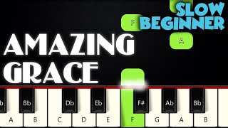 Amazing Grace  SLOW BEGINNER PIANO TUTORIAL  SHEET MUSIC by Betacustic [upl. by Garcon]