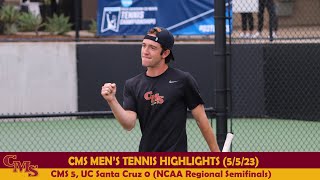 CMS Mens Tennis  NCAA Regional Semifinal Highlights [upl. by Banwell]