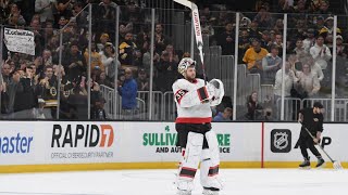 Bruins Fans Welcome Back Ullmark with Standing Ovation [upl. by Kcim]