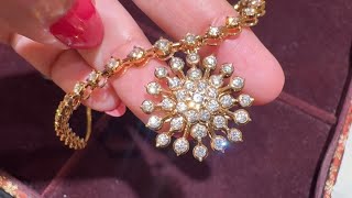 Tanishq 22k Diamond Necklace Designs with PriceClose Setting NecklaceEarringReal DiamondDeeya [upl. by Weinman]