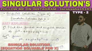 SINGULAR SOLUTION DIFFERENTIAL EQUATION IN HINDI  part  2 [upl. by Einatirb]