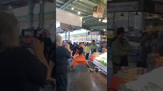 Seattles Famous Pike Place Market FISH THROWING [upl. by Gyatt]