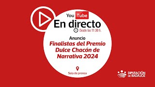 RUEDA DE PRENSA  Anuncio de los finalistas al Premio Dulce Chacón de Narrativa 2024 [upl. by Astiram]