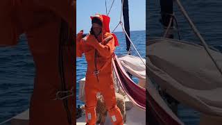 Trying out the survivalsuit on a sailboat [upl. by Mcarthur]