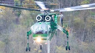 Erickson Skycrane Big forest fire in Italy Helicopters and Canadairs work hard to save the houses [upl. by Holzman]