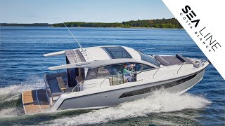 Sealine C335 walkthrough  The Southampton Boat Show 2024  Sea Line Costa Blanca [upl. by Arimahs]