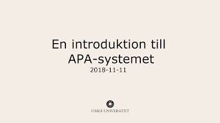 En introduktion till APAsystemet [upl. by Gnouhp]