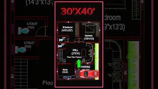 30’× 40’ house plan 30 by 40 home plan 3040 house plan East Facing 2BHK amp Parking [upl. by Noraf]