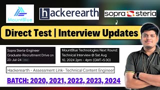 🔥Mountblue Interview Sopra Steria Test HackerEarth  Direct Test Interview Updates  20202025 [upl. by Neelear]